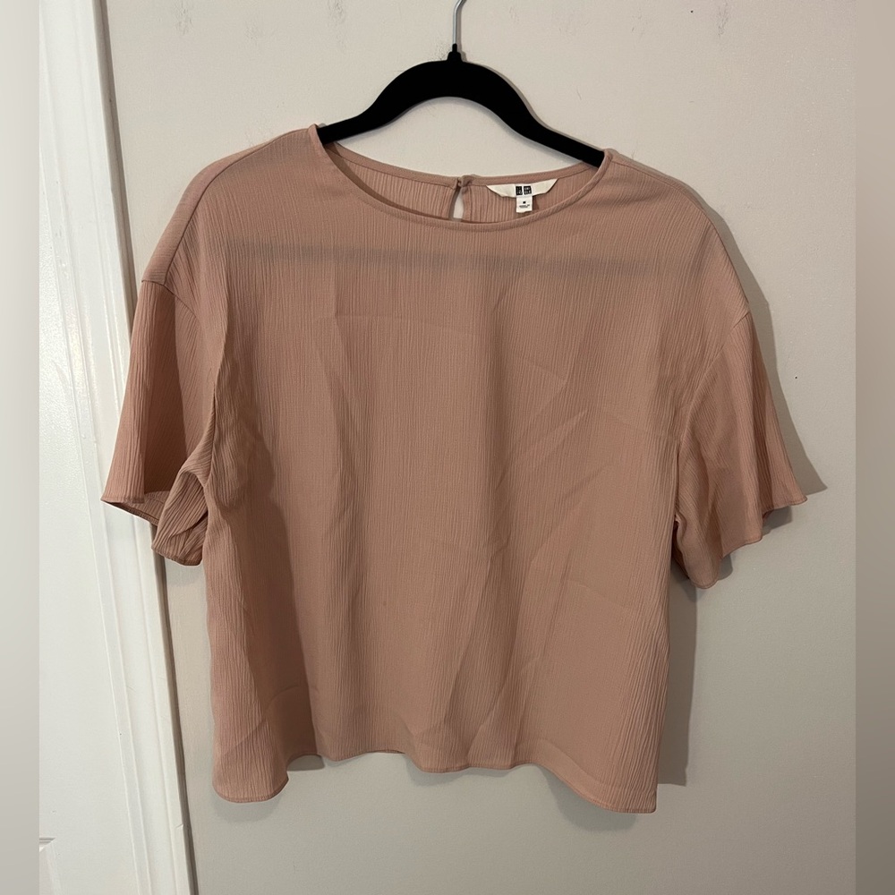 Uniqlo Crinkle Elegant Blush Pink Women's Top, medium